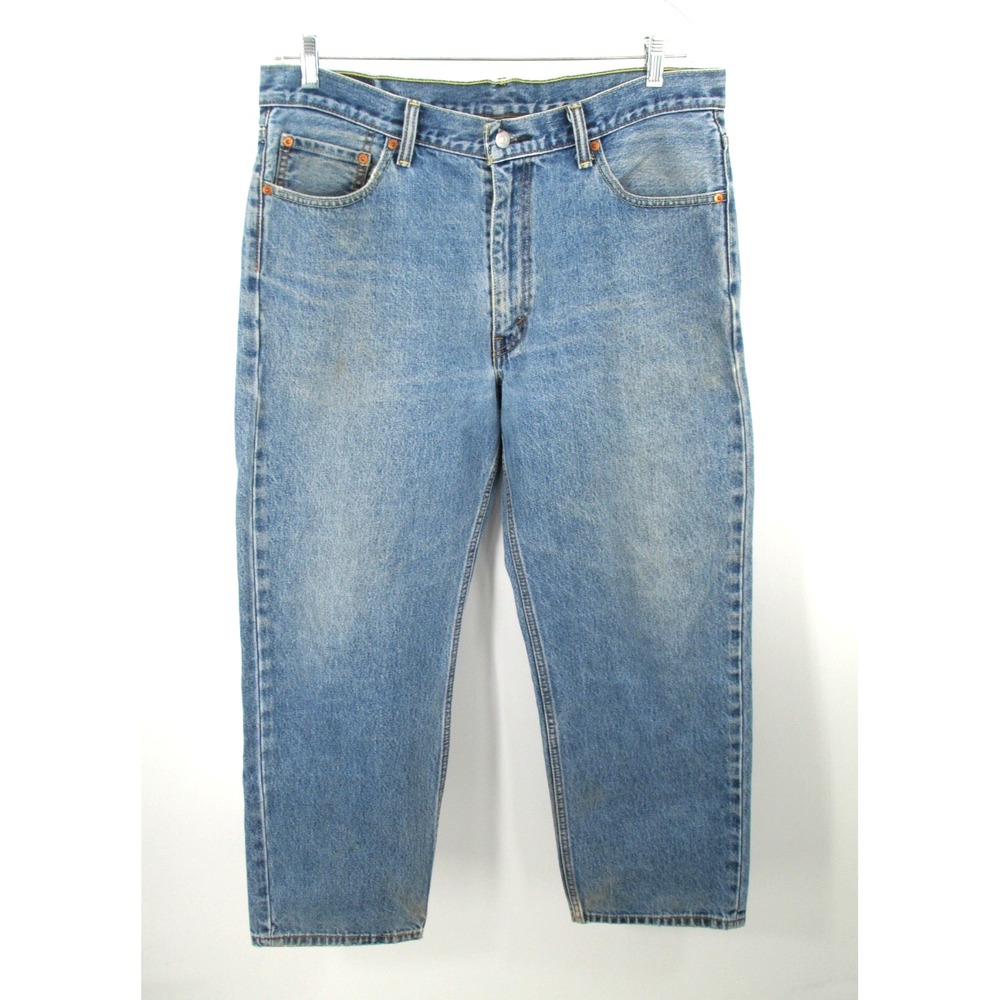 LEVI'S 550 Straight Leg Jeans Men 36W 29L Blue Denim High Rise Logo Relaxed Fit